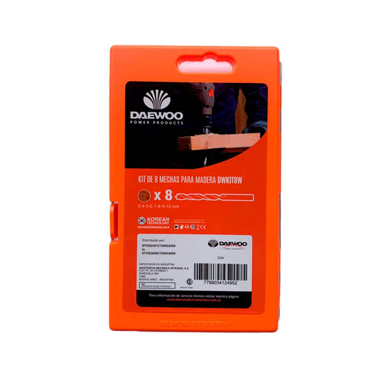 Kit De 8 Mechas Para Madera Daewoo DWKIT8W